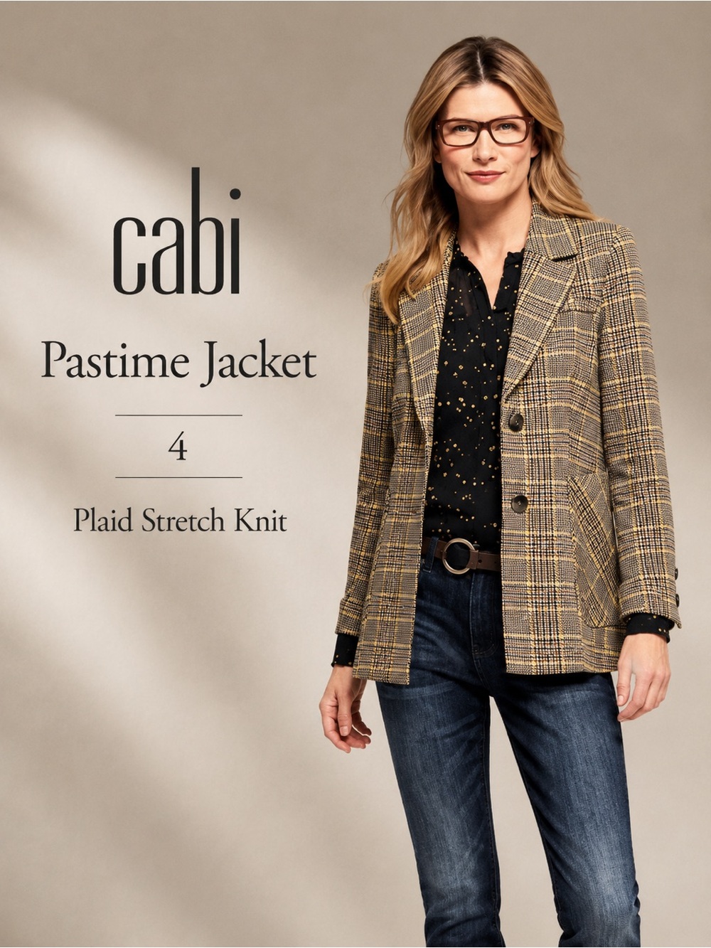Cabi Pastime Plaid Jacket Blazer Style #3548 Brown Multi Size 4